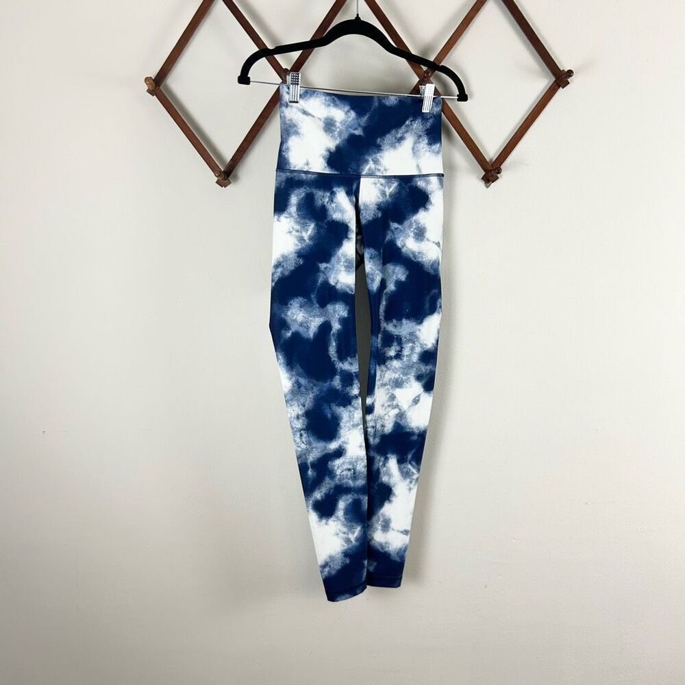 OLD NAVY Tie Dye Go-Dry High Rise Active Leggings Blue White Size Small EUC C72